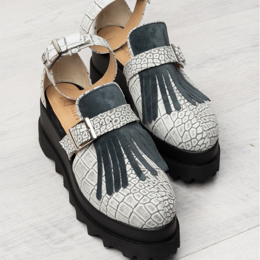 *Pantofi - Amur - Croco Grey